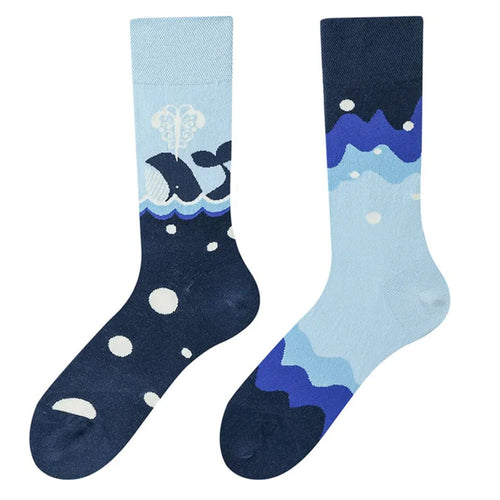 Boogzel Apparel Blue Whale Mismatched Socks