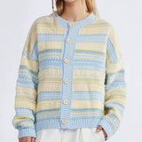 Boogzel Apparel Blue & Yellow Pastel Striped Cardigan, view 3