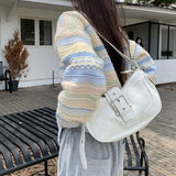 Boogzel Apparel Blue & Yellow Pastel Striped Cardigan, view 5