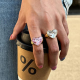 Boogzel Apparel Blush Oversized Heart Ring, view 6