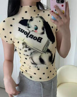 Boogzel Apparel Bonjour Polka Dot Baby Tee, view 2