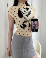 Boogzel Apparel Bonjour Polka Dot Baby Tee, view 3
