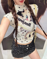 Boogzel Apparel Bonjour Polka Dot Baby Tee, view 4