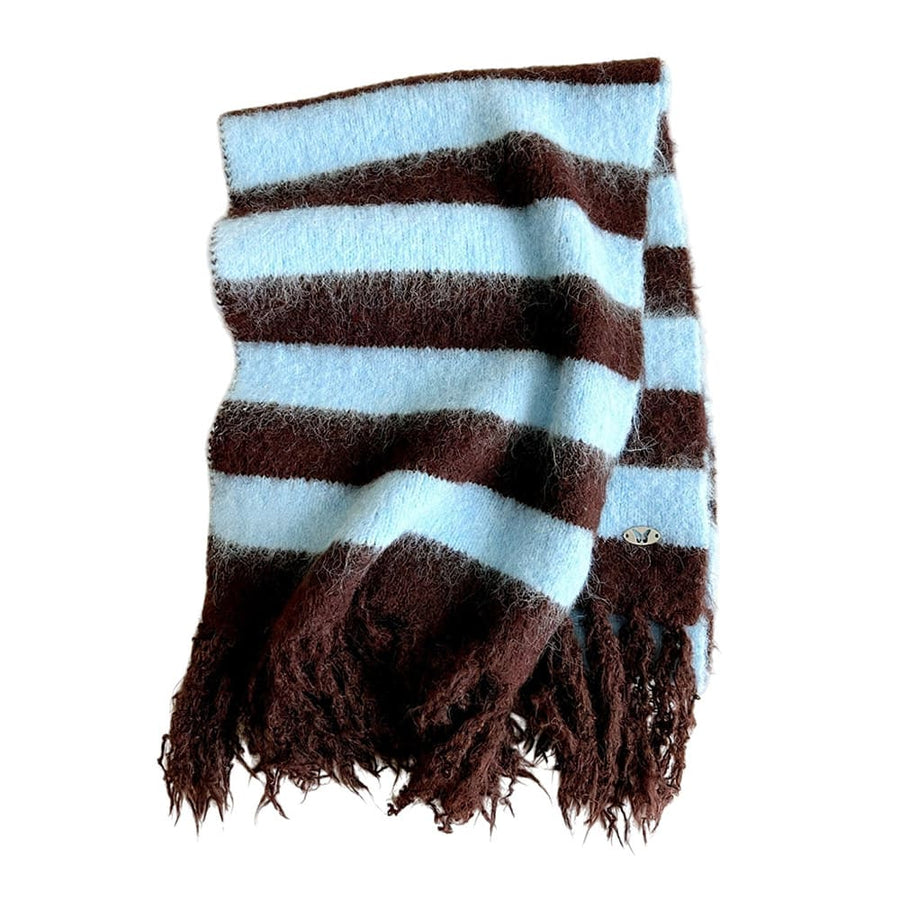 Boogzel Apparel Bookshop Knit Mocha Blue Scarf