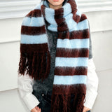 Boogzel Apparel Bookshop Knit Mocha Blue Scarf, view 2