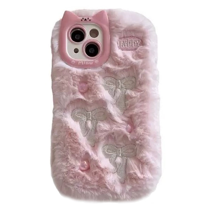 Boogzel Apparel Bow Embroidery Fluffy iPhone Case