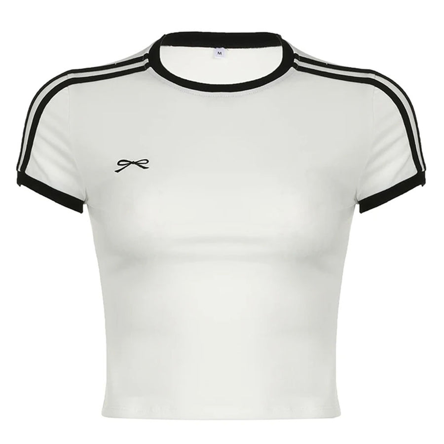 Boogzel Apparel Bow Embroidery Y2K Crop Top