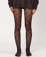 Boogzel Apparel Bow Pattern Fishnet Tights, view 4
