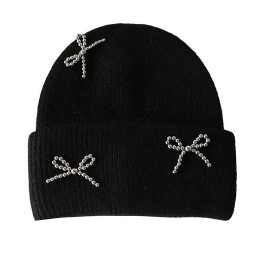 Boogzel Apparel Bow Pearl Beanie Hat