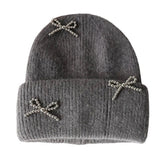 Boogzel Apparel Bow Pearl Beanie Hat, view 2