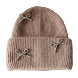 Boogzel Apparel Bow Pearl Beanie Hat, view 3