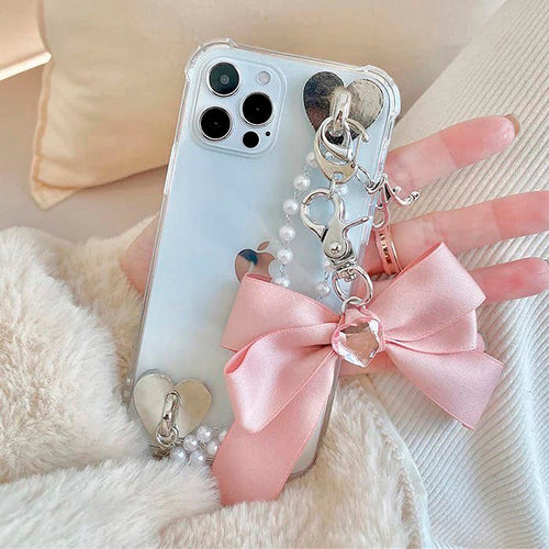 Boogzel Apparel Bow Pearl Chain iPhone Case