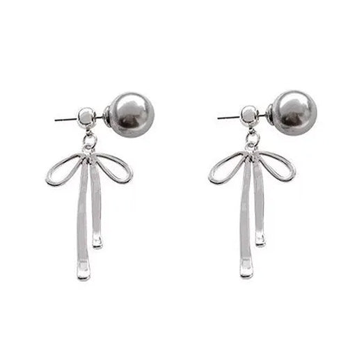 Boogzel Apparel Bow Pendant Pearl Earrings