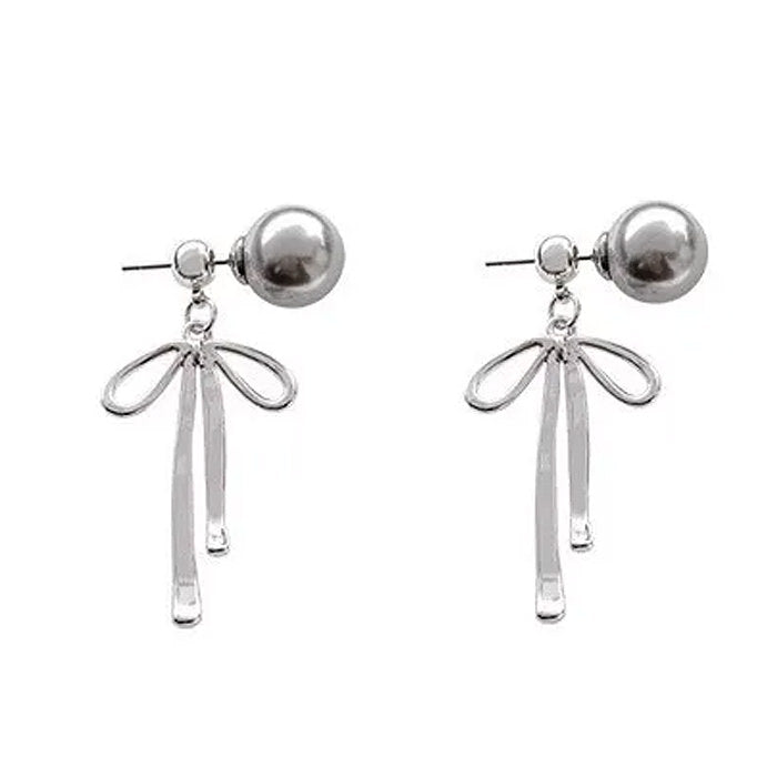 Boogzel Apparel Bow Pendant Pearl Earrings