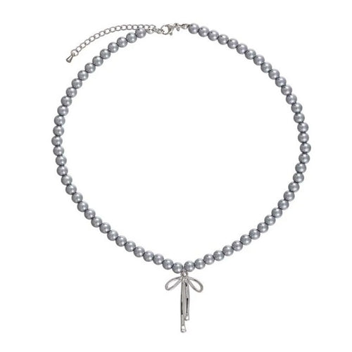 Boogzel Apparel Bow Pendant Pearl Necklace