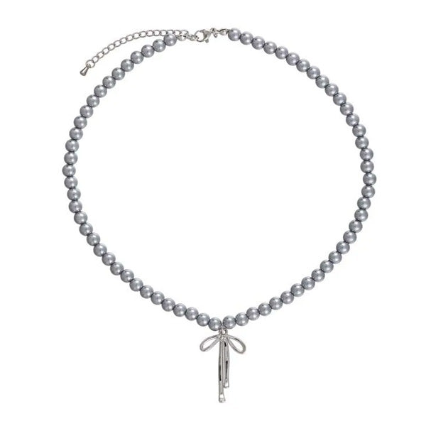 Boogzel Apparel Bow Pendant Pearl Necklace