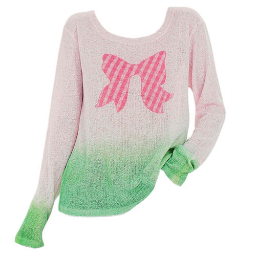 Boogzel Apparel Bowknot Gradient Knit Pullover