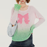 Boogzel Apparel Bowknot Gradient Knit Pullover, view 2