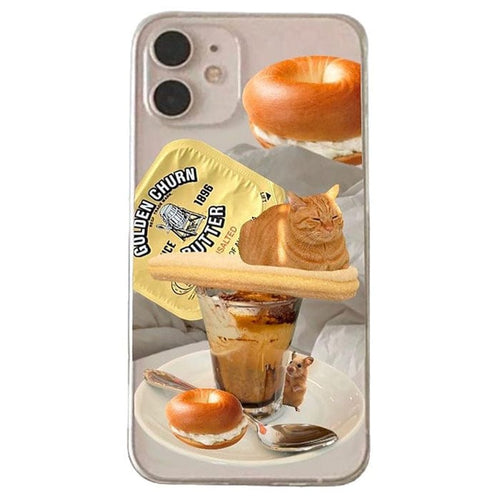 Boogzel Apparel Breakfast With Cat iPhone Case