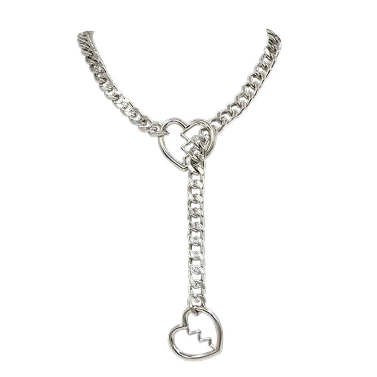 Boogzel Apparel Broken Heart Ring Drop Chain Necklace