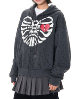 Boogzel Apparel Broken Heart Skeleton Zip Up Hoodie, view 4