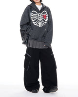 Boogzel Apparel Broken Heart Skeleton Zip Up Hoodie, view 5
