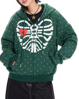 Boogzel Apparel Broken Heart Skeleton Zip Up Hoodie, view 6