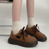 Boogzel Apparel Brown Aesthetic Platform Oxford Shoes, view 4