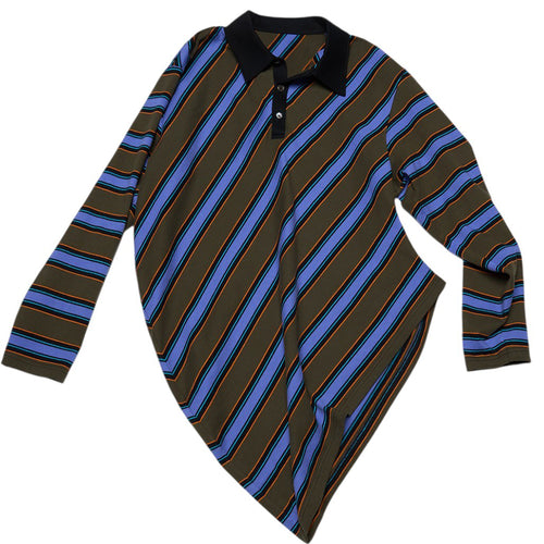 Boogzel Apparel Brown Blue Stripe Rugby Polo