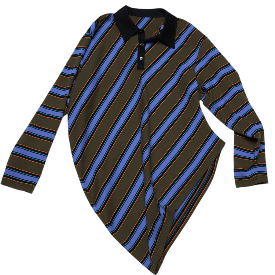 Boogzel Apparel Brown Blue Stripe Rugby Polo