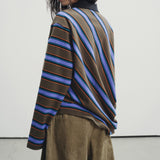 Boogzel Apparel Brown Blue Stripe Rugby Polo, view 4