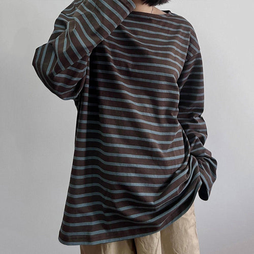 Boogzel Apparel Brown & Blue Striped Long Sleeve T-Shirt