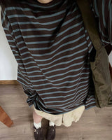 Boogzel Apparel Brown & Blue Striped Long Sleeve T-Shirt, view 2