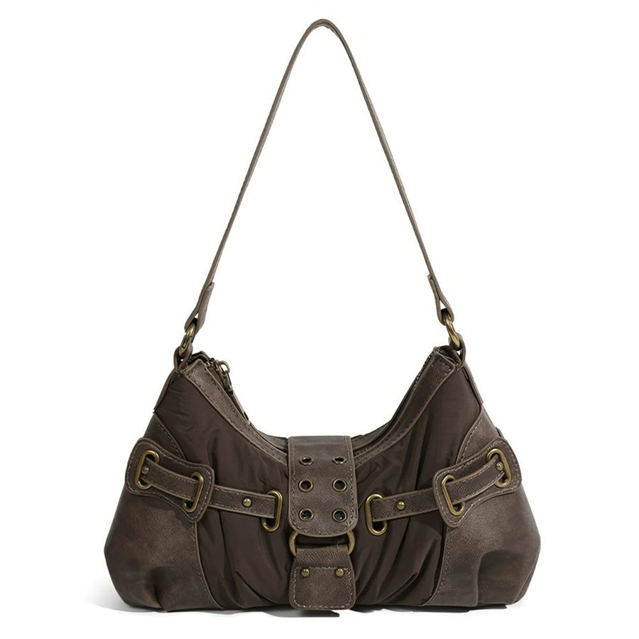 Boogzel Apparel Brown Buckle Strap Shoulder Bag