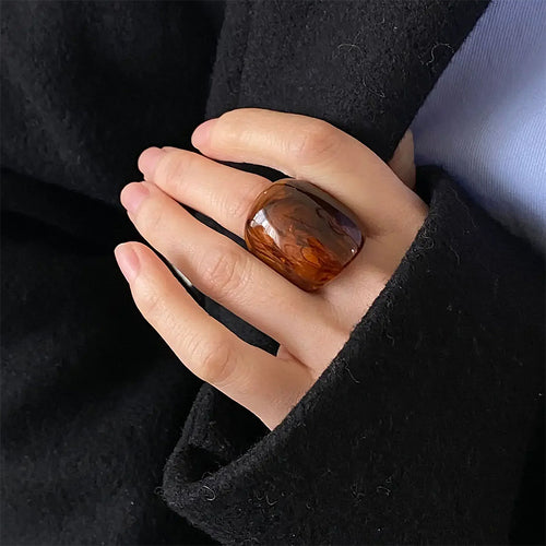 Boogzel Apparel Brown Chunky Resin Ring