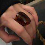Boogzel Apparel Brown Chunky Resin Ring, view 4