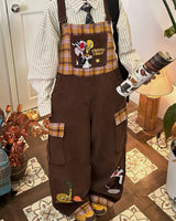 Boogzel Apparel Brown Corduroy 90s Cartoon Dungarees, view 2
