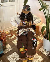 Boogzel Apparel Brown Corduroy 90s Cartoon Dungarees, view 4