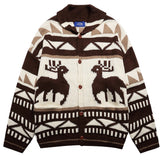 Boogzel Apparel Brown Reindeer Knit Hooded Cardigan, view 2