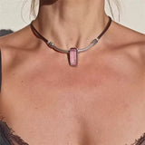 Boogzel Apparel Bubblegum Pink Rectangle Pendant Choker, view 2