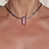Boogzel Apparel Bubblegum Pink Rectangle Pendant Choker, view 3