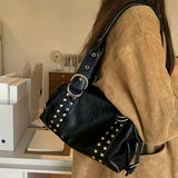 Boogzel Apparel Buckle Up Studded Y2K Shoulder Bag, view 4