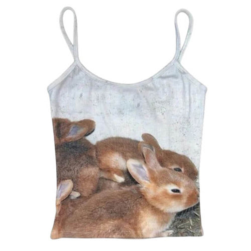Boogzel Apparel Bunnies Print Y2K Tank Top