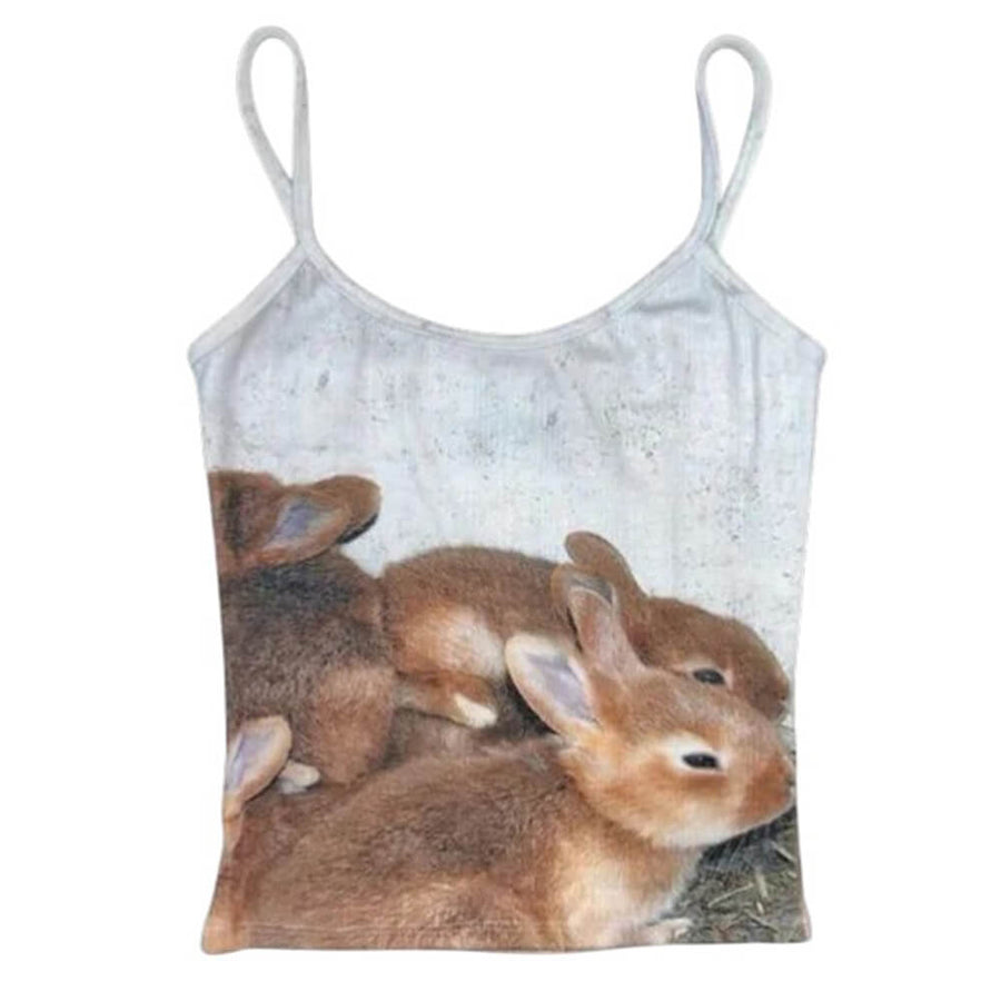 Boogzel Apparel Bunnies Print Y2K Tank Top