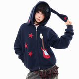 Boogzel Apparel Bunny Ears Hoodie with Guitar Patch, view 4