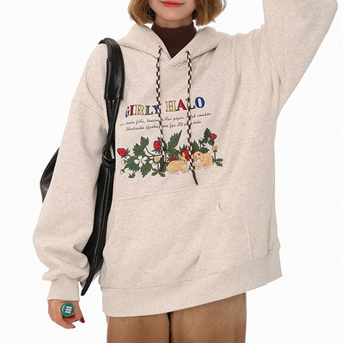 Boogzel Apparel Bunny Embroidery Cottagecore Hoodie