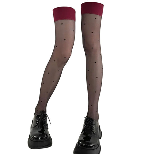 Boogzel Apparel Burgundy Polka Dot Stockings