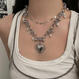 Boogzel Apparel Burning Heart Grunge Chain Necklace, view 2