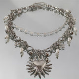 Boogzel Apparel Burning Heart Grunge Chain Necklace, view 3