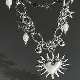 Boogzel Apparel Burning Heart Grunge Chain Necklace, view 4